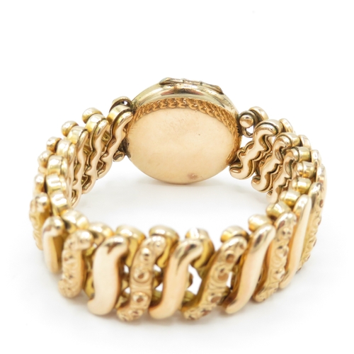 5 - 9ct Gold Back and Front Victorian Expanding Bracelet with Locket (32g)
