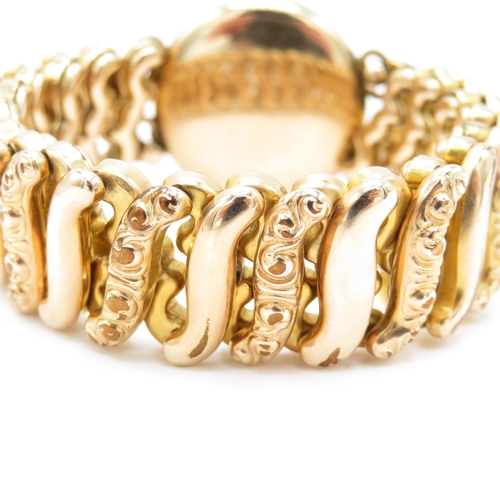 5 - 9ct Gold Back and Front Victorian Expanding Bracelet with Locket (32g)