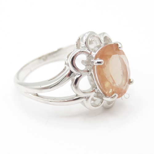50 - 9ct White Gold Sunstone Dress Ring (4.3g) Size N