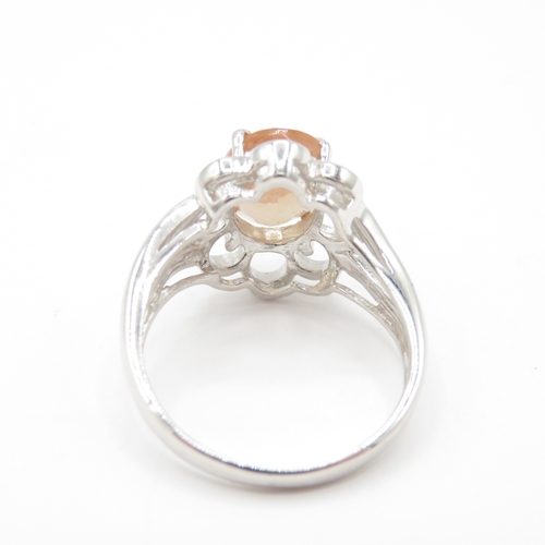 50 - 9ct White Gold Sunstone Dress Ring (4.3g) Size N