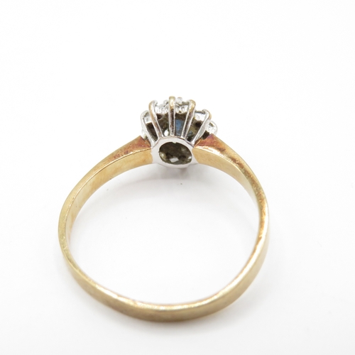 51 - 9ct Gold Sapphire and Moissanite Halo Ring (1.9g) Size N