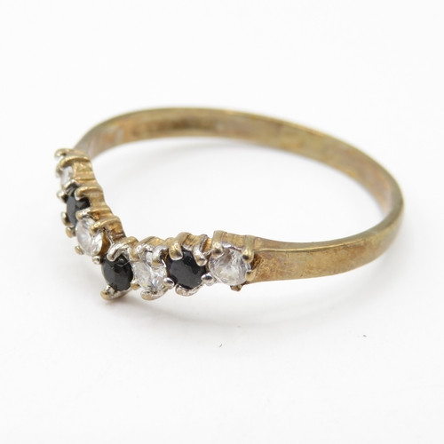 52 - 9ct Gold Sapphire and CZ Wishbone Ring (1.2g) Size O