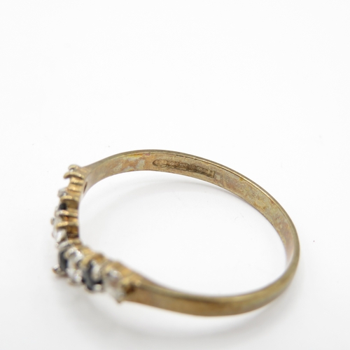52 - 9ct Gold Sapphire and CZ Wishbone Ring (1.2g) Size O