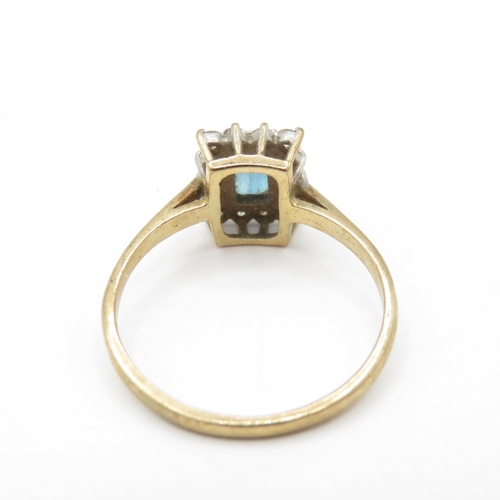55 - 9ct Gold Topaz and CZ Halo Ring (2.2g) Size P 1/2