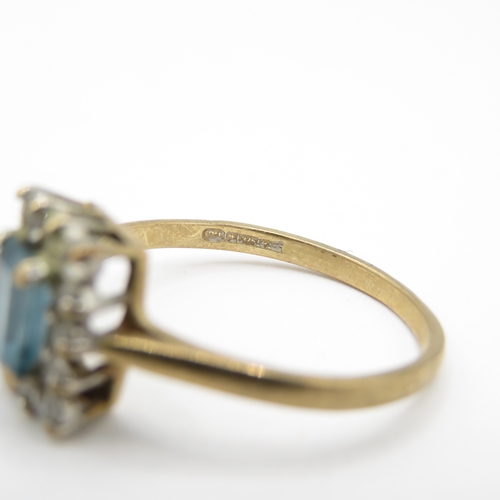 55 - 9ct Gold Topaz and CZ Halo Ring (2.2g) Size P 1/2