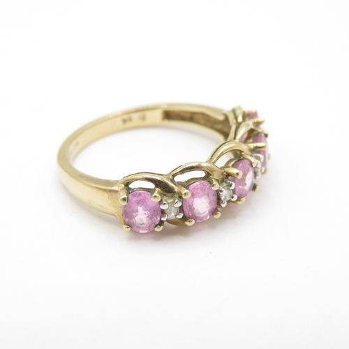 58 - 9ct Gold Pink Sapphire and Moissanite Dress Ring (2.3g) Size K 1/2