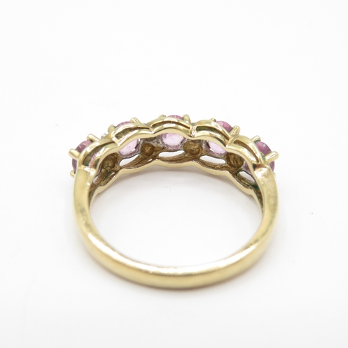 58 - 9ct Gold Pink Sapphire and Moissanite Dress Ring (2.3g) Size K 1/2
