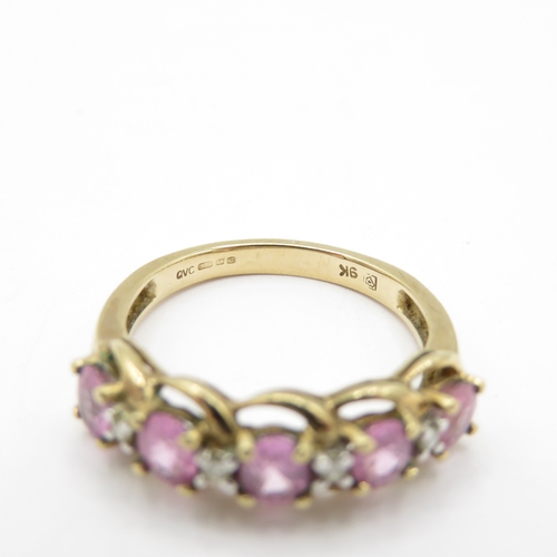 58 - 9ct Gold Pink Sapphire and Moissanite Dress Ring (2.3g) Size K 1/2