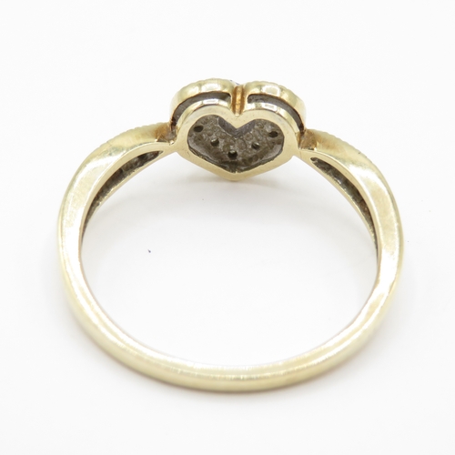 8 - 9ct Gold Iolite and Diamond Heart Shaped Halo Ring (3.2g) Size T 1/2