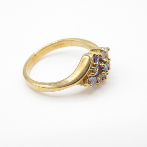 12 - 9ct Gold Tanzanite and Iolite Cluster Ring (2.9g) Size N 1/2