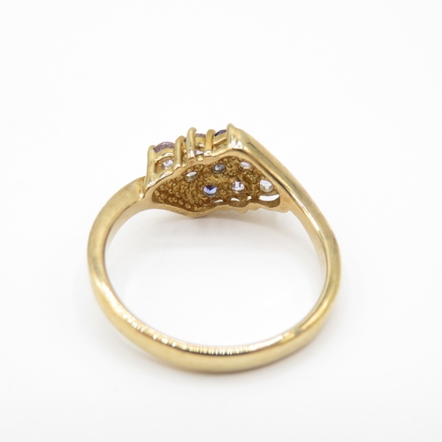12 - 9ct Gold Tanzanite and Iolite Cluster Ring (2.9g) Size N 1/2