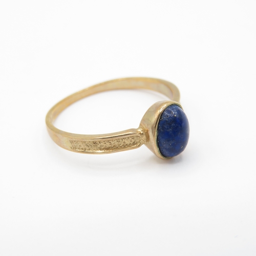13 - 9ct Gold Lapiz Lazuli Solitaire Ring (1.5g) Size L 1/2