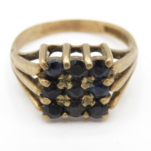 9ct Gold Sapphire Cluster Ring (3g) Size O