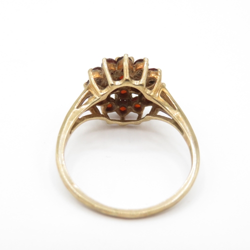 19 - 9ct Gold Garnet Cluster Ring (2.8g) Size N 1/2