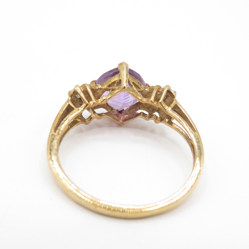 23 - 9ct Gold Amethyst and Diamond Dress Ring (2.3g) Size N