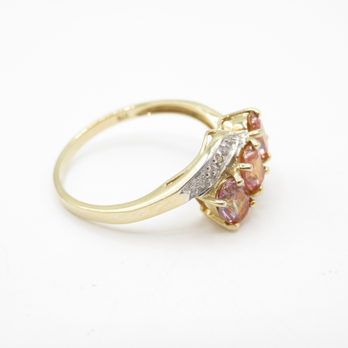 37 - 9ct Gold Mystic Topaz and Diamond Bypass Ring (2.5g) Size P