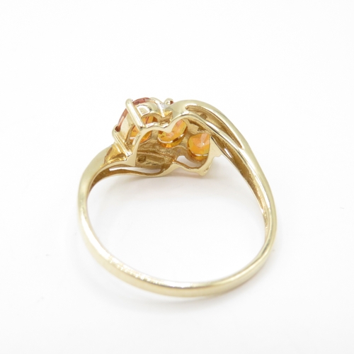 37 - 9ct Gold Mystic Topaz and Diamond Bypass Ring (2.5g) Size P