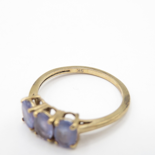 45 - 9ct Gold Tanzanite Trilogy Ring (1.6g) Size M
