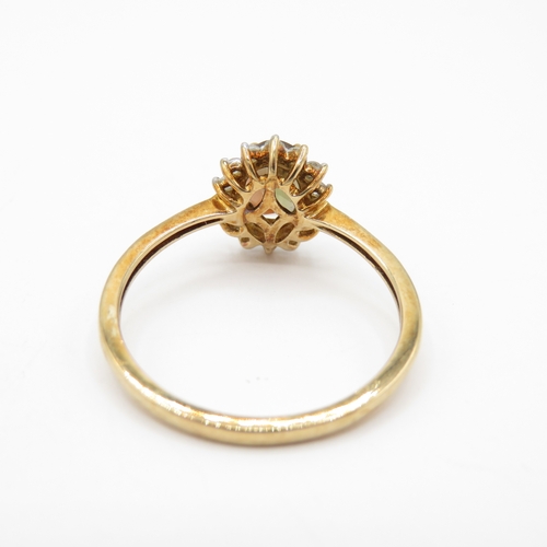 46 - 9ct Gold Smokey Topaz and Diamond Halo Ring (1.9g) Size P