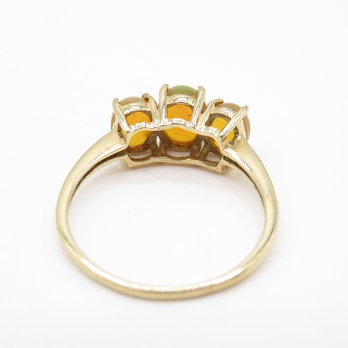 47 - 9ct Gold Opal Trilogy Ring (2.5g) Size S