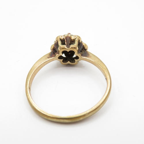 49 - 9ct Gold Sapphire and Diamond Floral Halo Ring (2.3g) Size M 1/2