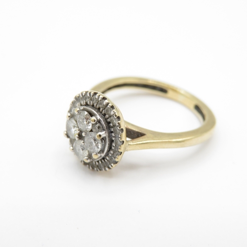 5 - 9ct Gold Moissanite and Diamond Halo Ring (2.4g) Size G