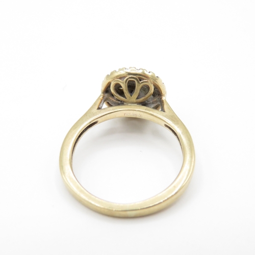 5 - 9ct Gold Moissanite and Diamond Halo Ring (2.4g) Size G