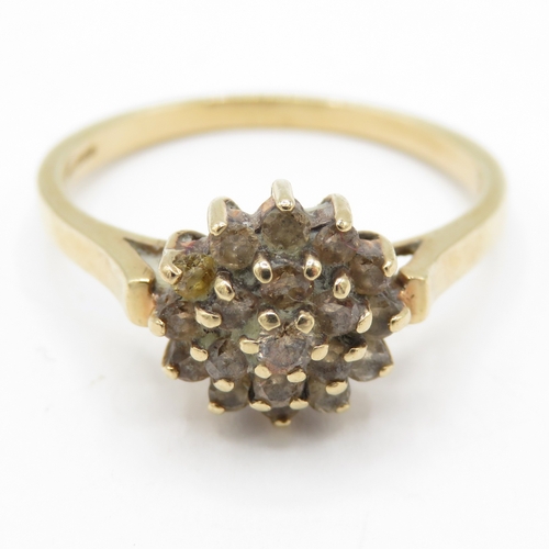 53 - 9ct Gold Diamond Cluster Ring (2.6g) Size R