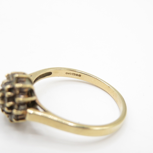 53 - 9ct Gold Diamond Cluster Ring (2.6g) Size R