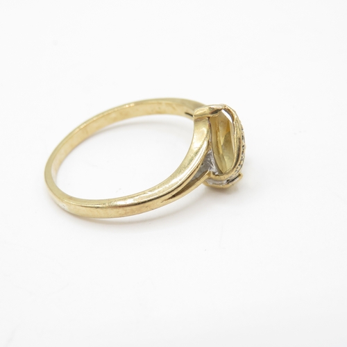 56 - 9ct Gold Citrine and Diamond Dress Ring (2.2g) Size O