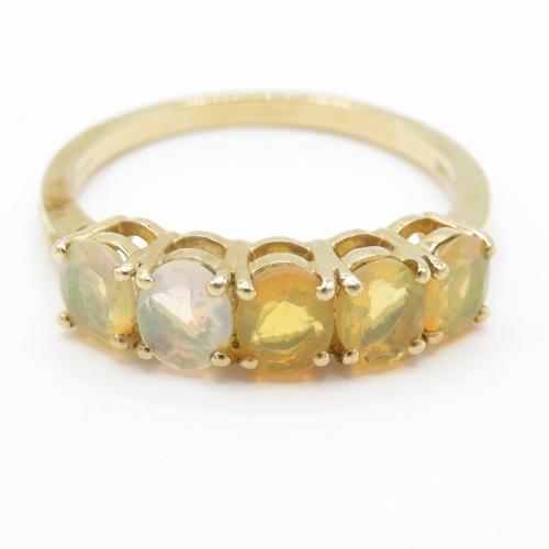 57 - 9ct Gold Opal Five Stone Ring (2.6g) Size S