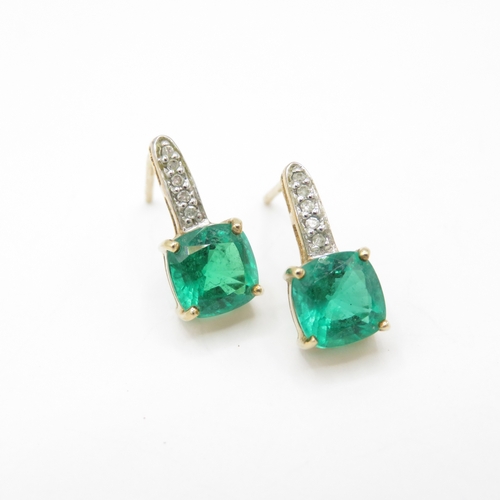 58 - 2 x 9ct Gold Chrome Diopside & Synthetic Spinel and Diamond Stud Earrings (1.9g)