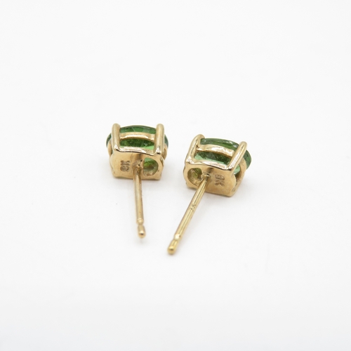 58 - 2 x 9ct Gold Chrome Diopside & Synthetic Spinel and Diamond Stud Earrings (1.9g)