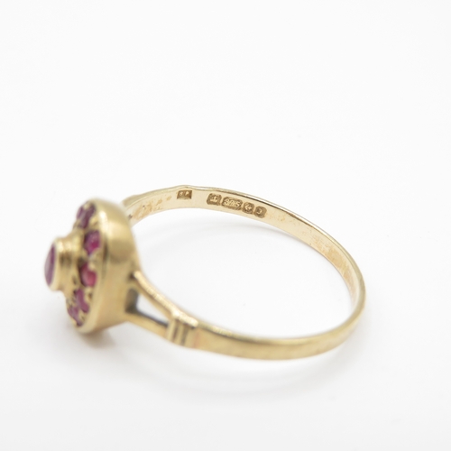 7 - 9ct Gold Ruby Halo Ring (1.5g) Size N 1/2