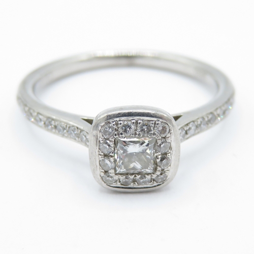 29 - Platinum 950 diamond dress ring (3.4g) Size J 1/2
