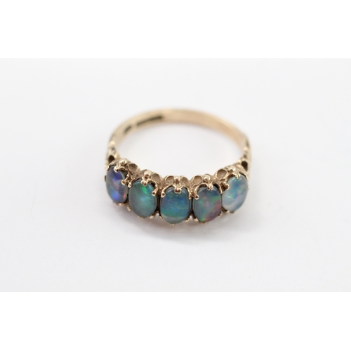 15 - 9ct gold opal triplet five-stone ring (2.8g) Size N