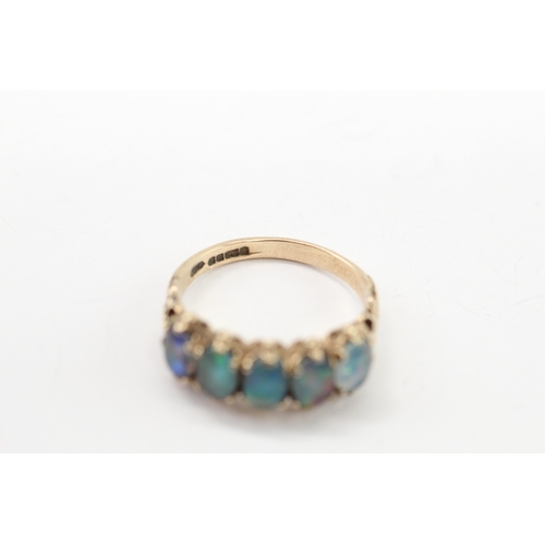 15 - 9ct gold opal triplet five-stone ring (2.8g) Size N