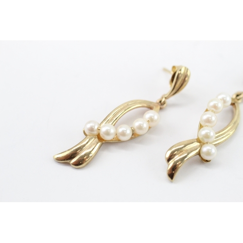 17 - 9ct gold cultured pearl drop earrings (3.3g)