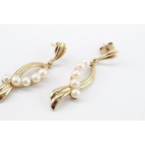 17 - 9ct gold cultured pearl drop earrings (3.3g)