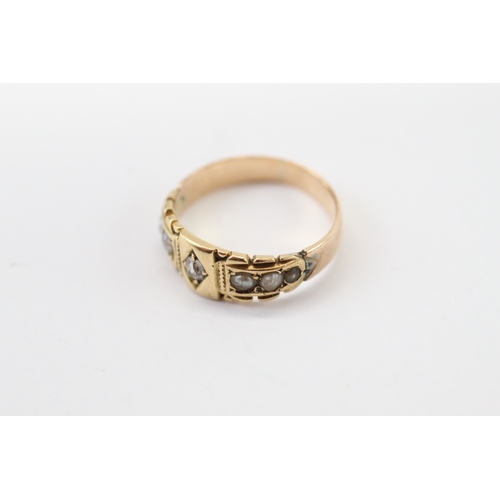 19 - 15ct gold antique split pearl diamond ring as found (3g) Size J