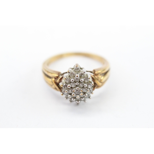 23 - 9ct gold diamond cluster ring (4.1g) Size Q