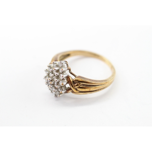 23 - 9ct gold diamond cluster ring (4.1g) Size Q