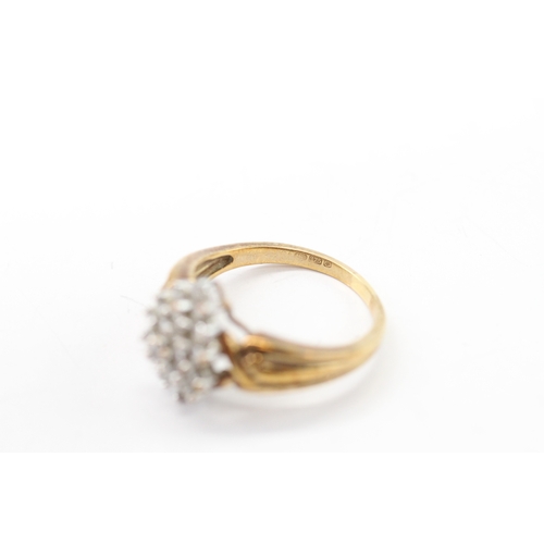 23 - 9ct gold diamond cluster ring (4.1g) Size Q