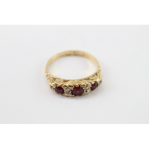25 - 18ct gold antique ruby & diamond boat ring (2.5g) Size I