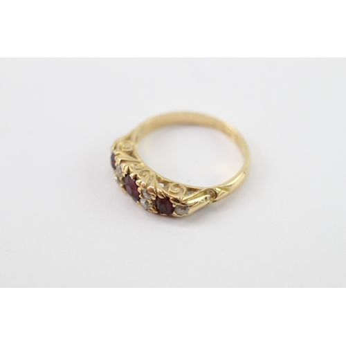 25 - 18ct gold antique ruby & diamond boat ring (2.5g) Size I
