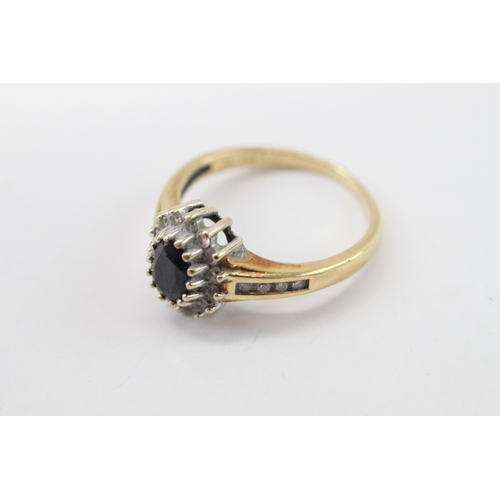 3 - 18ct gold sapphire diamond cluster ring (4.2g) Size P