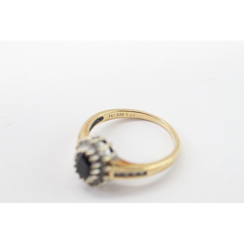 3 - 18ct gold sapphire diamond cluster ring (4.2g) Size P