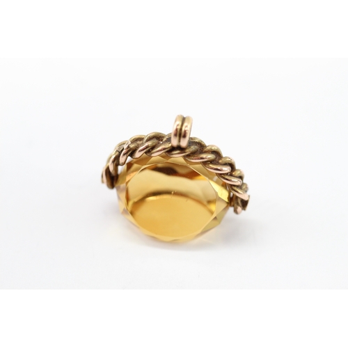 31 - 9ct gold citrine swivel fob (6.3g)