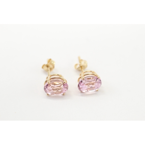34 - 14ct gold kunzite stud earrings (1.5g)