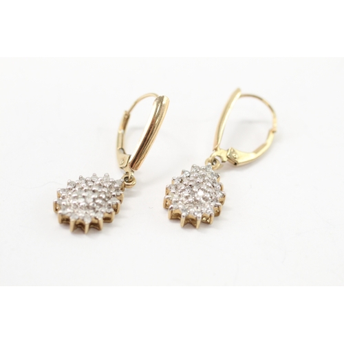 4 - 9ct gold diamond drop earrings (3g)